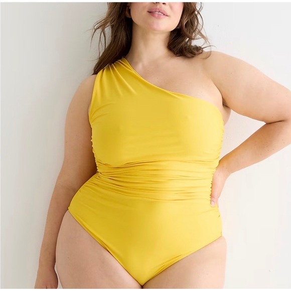 J. Crew Other - J.Crew | One-Shoulder Ruched One Piece Swimsuit Plus Size 20 Yellow‎ BC108